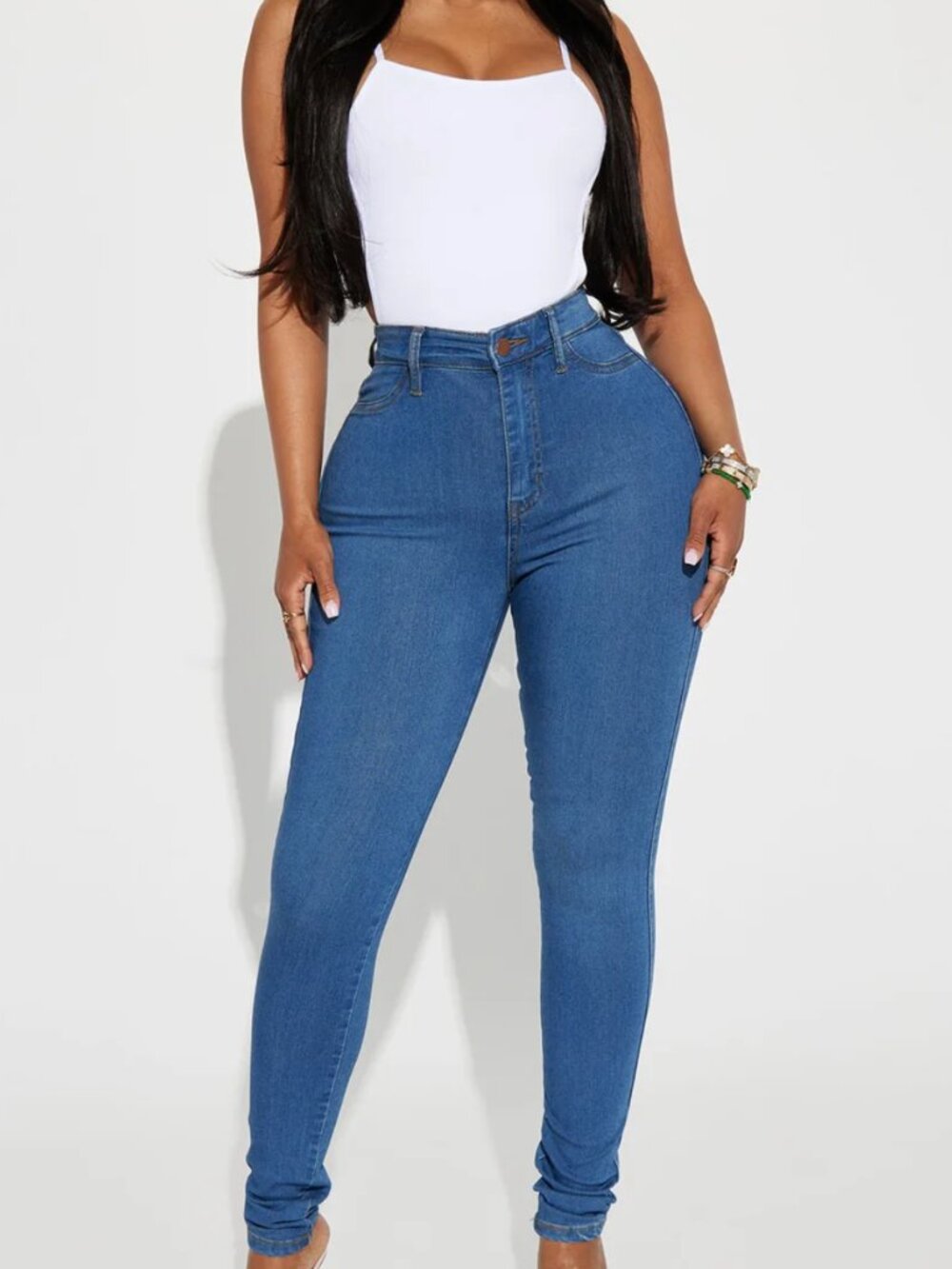 Fashion Nova Classic High Waist Skinny Jeans Medium Blue Size 11 NWT